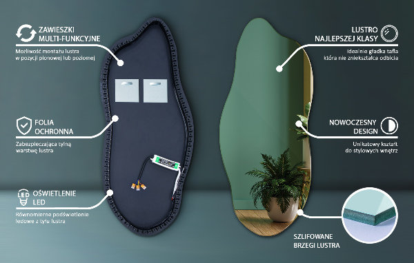 Led ogledalo nepravilna oblika 35x80 cm