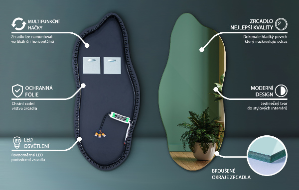 Led ogledalo nepravilna oblika 40x90 cm