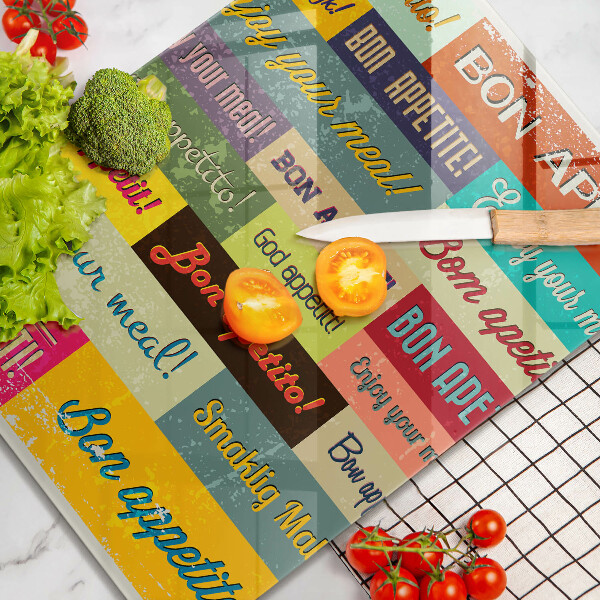 Steklena podloga za rezanje Podnapisi Bon appetit jeziki