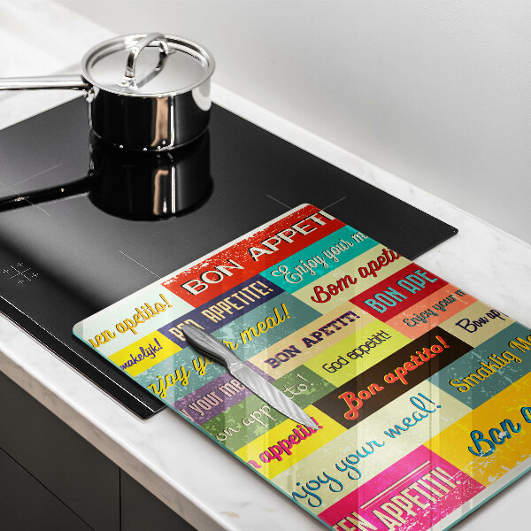 Steklena podloga za rezanje Podnapisi Bon appetit jeziki