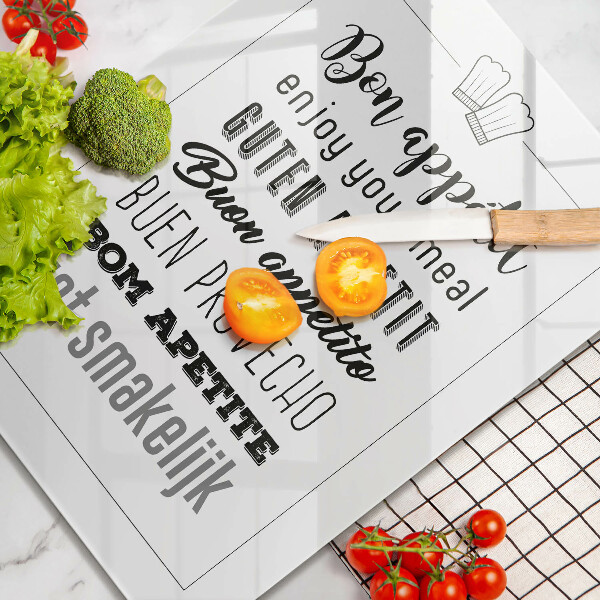 Steklena podloga za rezanje Kuhinjski napis rekoč