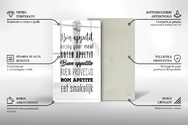 Steklena podloga za rezanje Kuhinjski napis rekoč