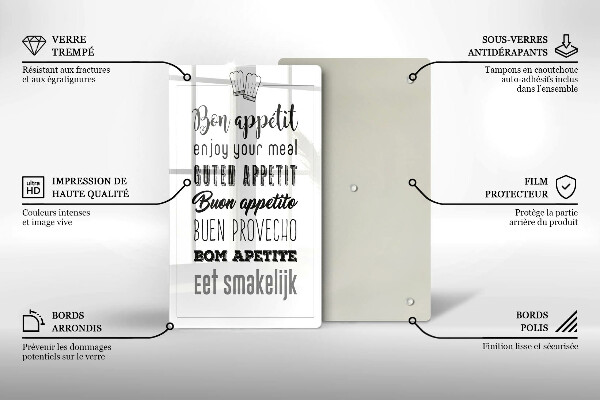 Steklena podloga za rezanje Kuhinjski napis rekoč