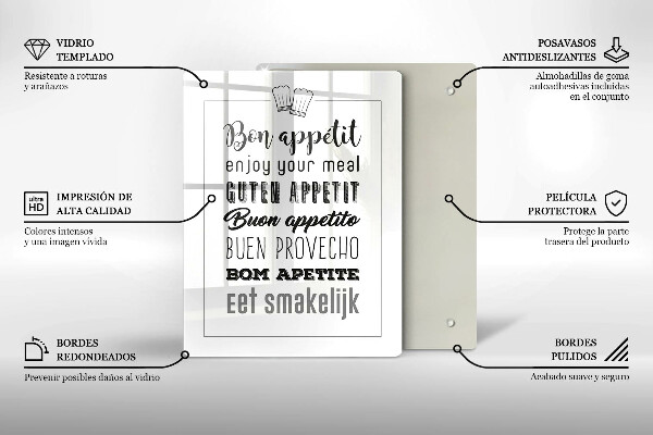 Steklena podloga za rezanje Kuhinjski napis rekoč