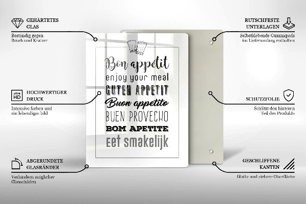 Steklena podloga za rezanje Kuhinjski napis rekoč