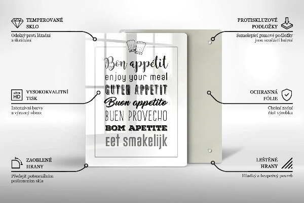 Steklena podloga za rezanje Kuhinjski napis rekoč