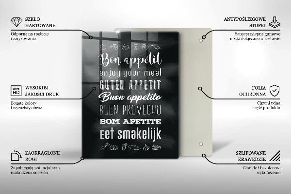 Steklena podloga za rezanje Kuhinjski napis rekoč