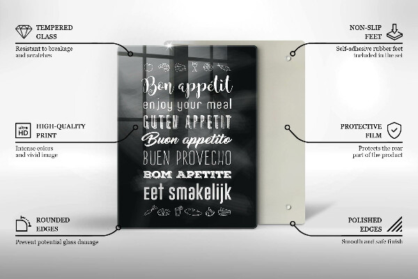 Steklena podloga za rezanje Kuhinjski napis rekoč
