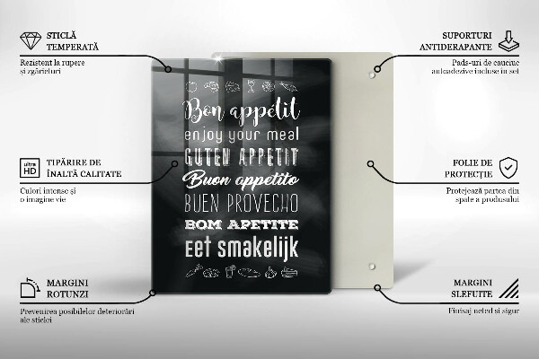Steklena podloga za rezanje Kuhinjski napis rekoč