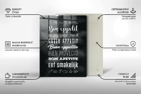 Steklena podloga za rezanje Kuhinjski napis rekoč