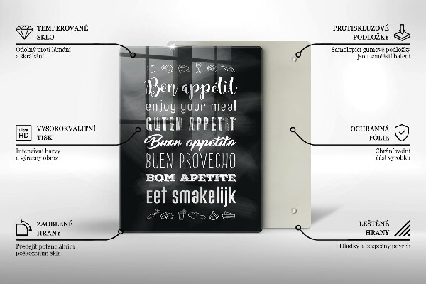 Steklena podloga za rezanje Kuhinjski napis rekoč