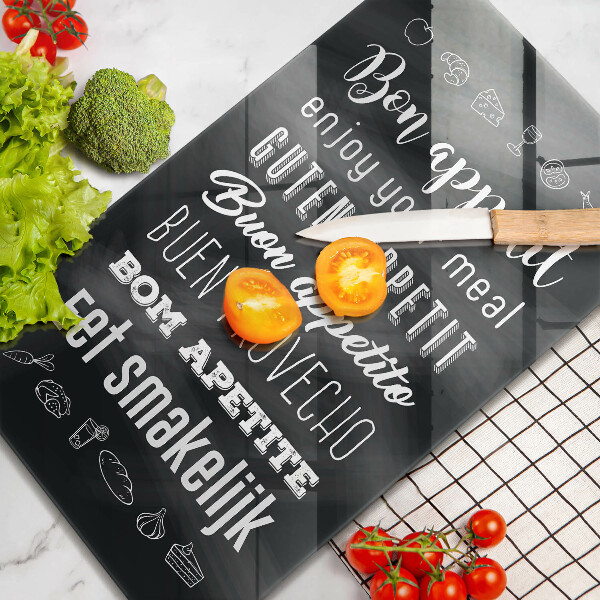 Steklena podloga za rezanje Kuhinjski napis rekoč