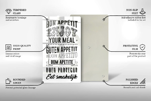 Steklena podloga za rezanje Napis za kuhinjo stavek