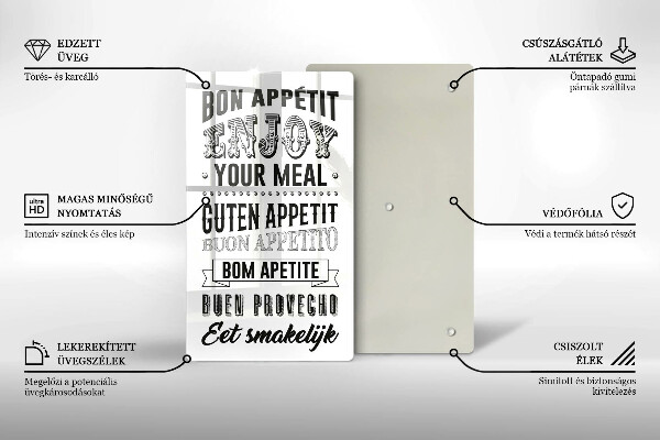 Steklena podloga za rezanje Napis za kuhinjo stavek