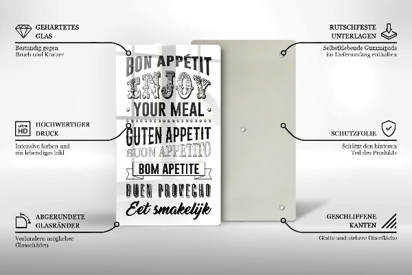 Steklena podloga za rezanje Napis za kuhinjo stavek