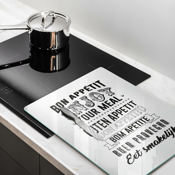 Steklena podloga za rezanje Napis za kuhinjo stavek