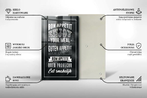 Steklena podloga za rezanje Napis za kuhinjo stavek