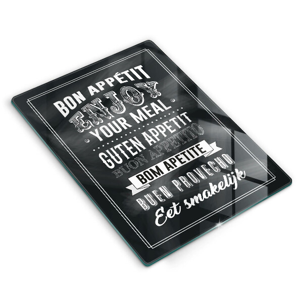 Steklena podloga za rezanje Napis za kuhinjo stavek