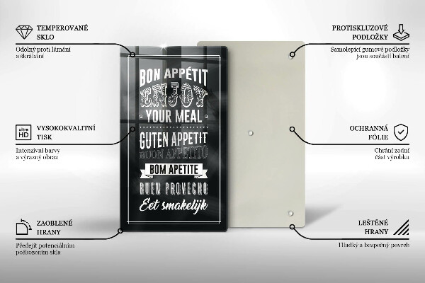 Steklena podloga za rezanje Napis za kuhinjo stavek