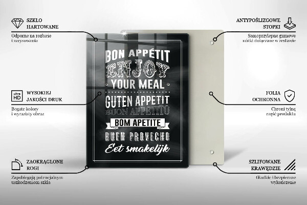 Steklena podloga za rezanje Napis za kuhinjo stavek