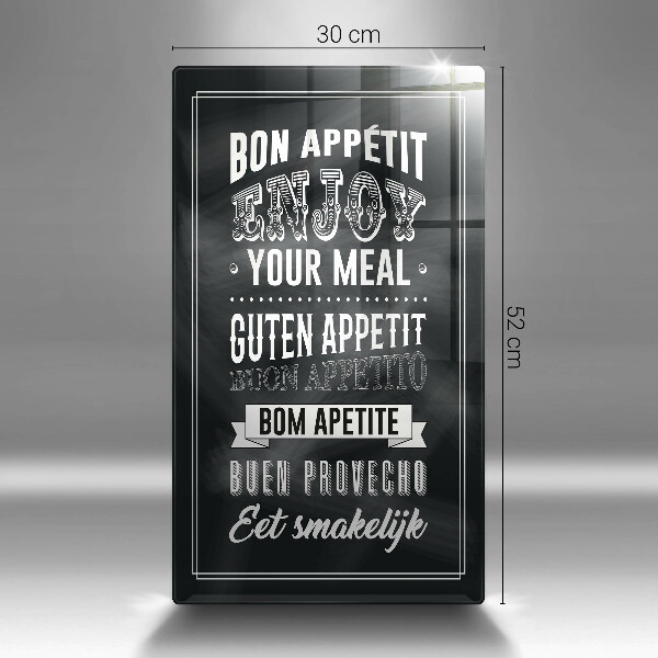 Steklena podloga za rezanje Napis za kuhinjo stavek