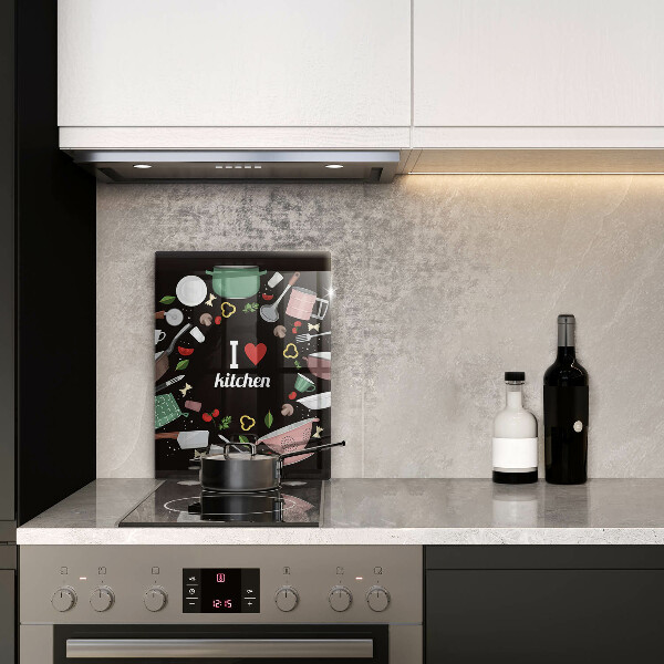 Steklena podloga za rezanje I love kitchen