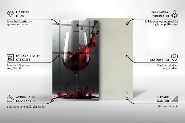 Steklena podloga za rezanje Rdeče vino v kozarcu