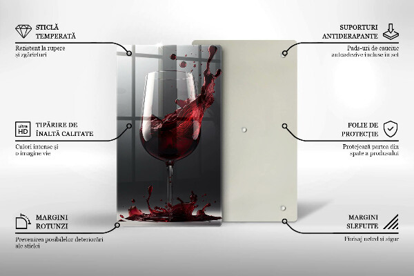 Steklena podloga za rezanje Rdeče vino v kozarcu