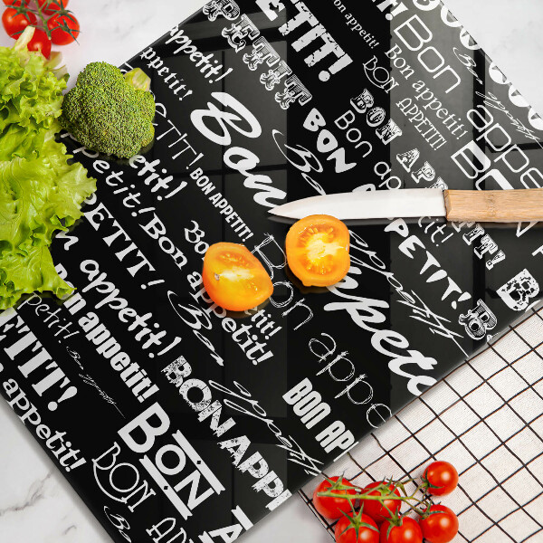 Steklena podloga za rezanje Kuhinjski podnapisi Bon appetit