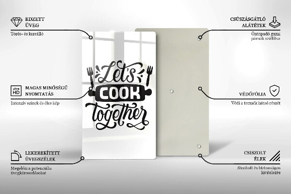 Steklena podloga za rezanje Let's cook together