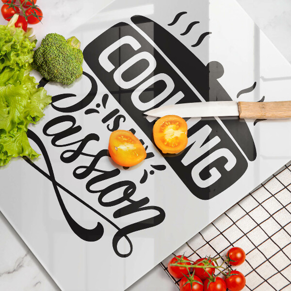 Steklena podloga za rezanje Cooking is my passion