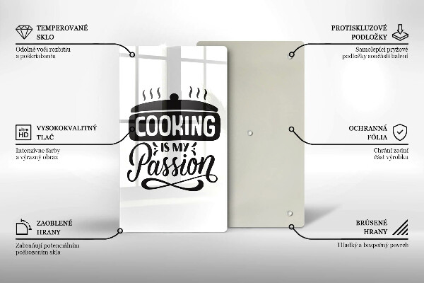 Steklena podloga za rezanje Cooking is my passion
