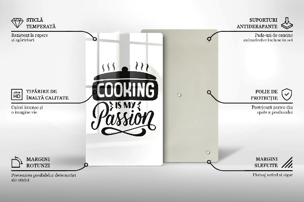 Steklena podloga za rezanje Cooking is my passion