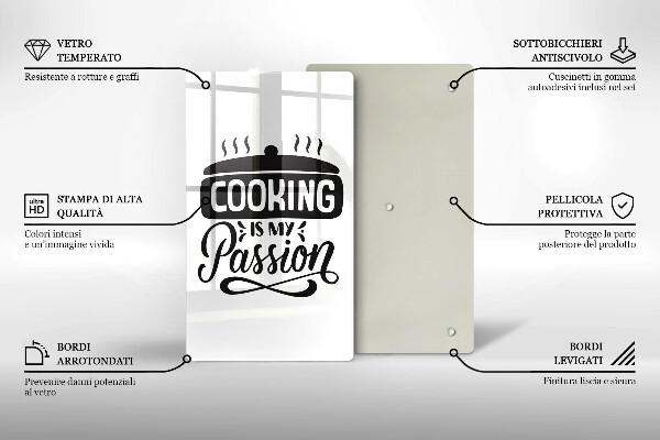 Steklena podloga za rezanje Cooking is my passion