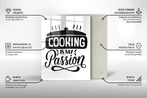 Steklena podloga za rezanje Cooking is my passion