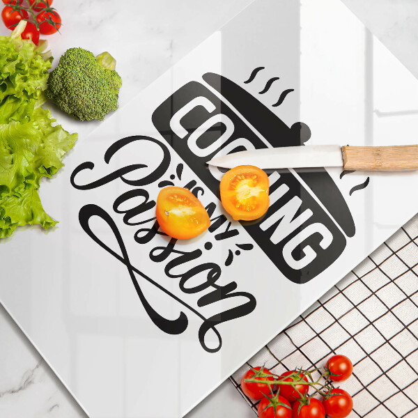 Steklena podloga za rezanje Cooking is my passion