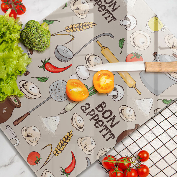 Steklena podloga za rezanje Ilustracija kuhinje