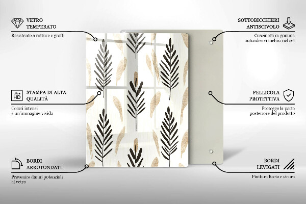 Steklena podloga za rezanje Boho rastline