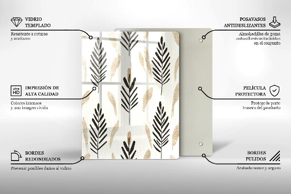 Steklena podloga za rezanje Boho rastline