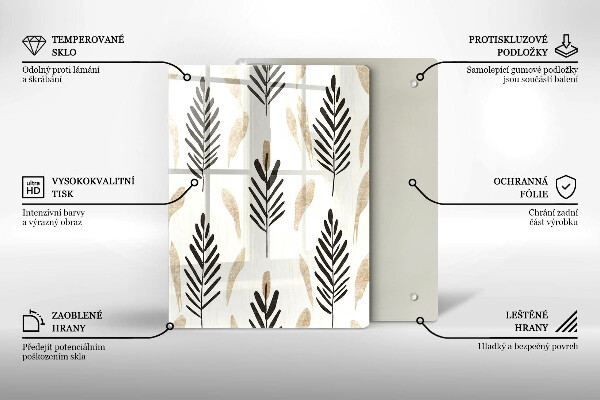 Steklena podloga za rezanje Boho rastline