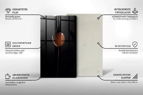 Steklena podloga za rezanje Žlička čokolade