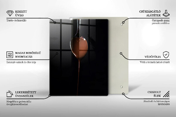 Steklena podloga za rezanje Žlička čokolade