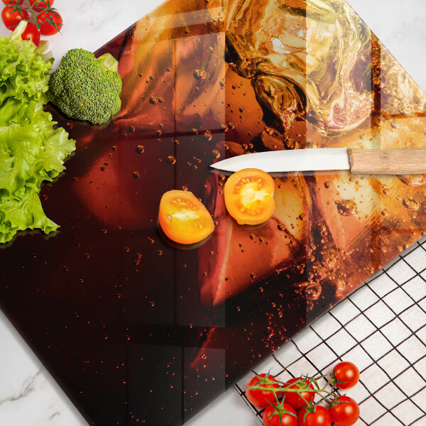 Steklena podloga za rezanje Cola pijača z ledom