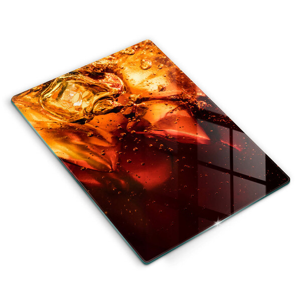 Steklena podloga za rezanje Cola pijača z ledom