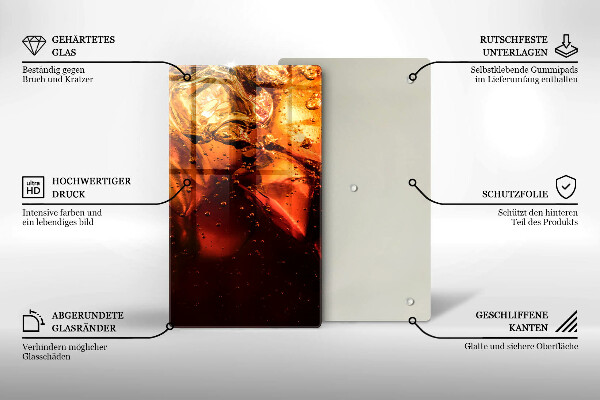 Steklena podloga za rezanje Cola pijača z ledom