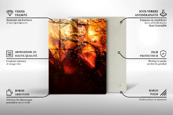 Steklena podloga za rezanje Cola pijača z ledom