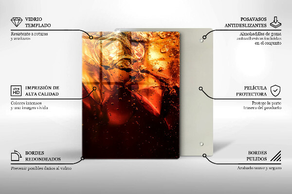 Steklena podloga za rezanje Cola pijača z ledom