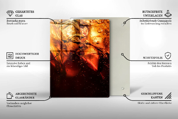 Steklena podloga za rezanje Cola pijača z ledom