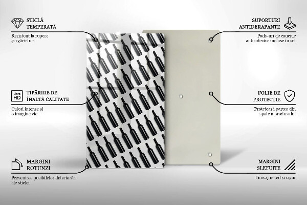 Steklena podloga za rezanje Steklenice črnega vina