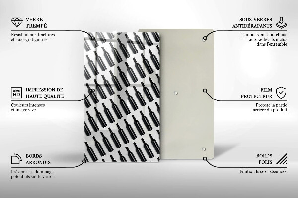 Steklena podloga za rezanje Steklenice črnega vina